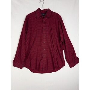 Polo Ralph Lauren Shirt Mens L Red Black Check Button Down Casual Outdoor